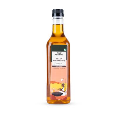 Two Brothers India Farms Mustard Oil/Sarso Ka Tel (1L), Made using farm grown Mustard seeds Cold-Pressed and Single-Filtered Oil Kacchi Ghani, Natural and Unrefined Only for External Use