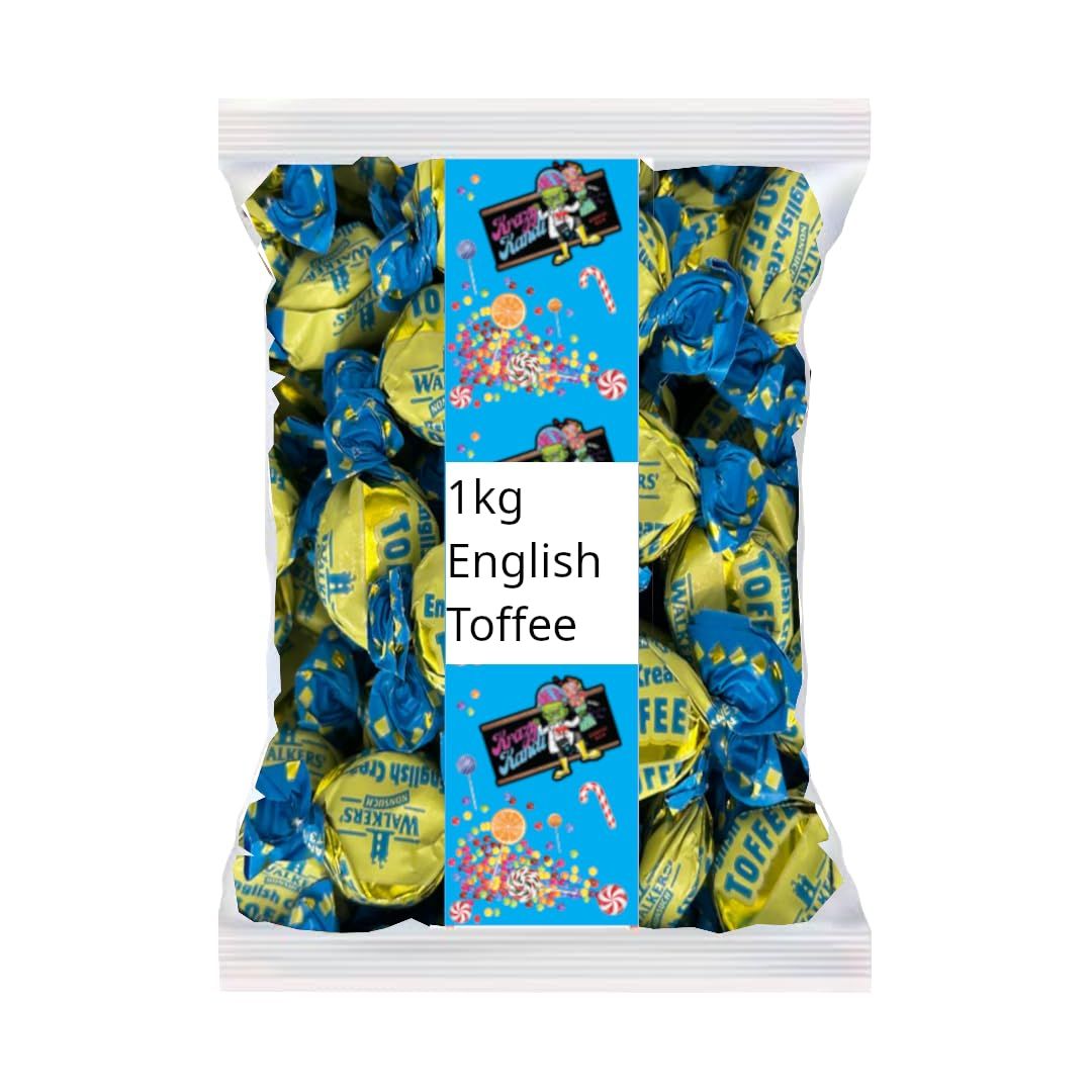 Walkers English Creamy Toffee 1kg - Traditional Creamy Sweets, Bulk Bag, Classic British Candy, Soft &amp; Chewy, Gift for Toffee Lovers, Retro Sweets, Party Bag Filler