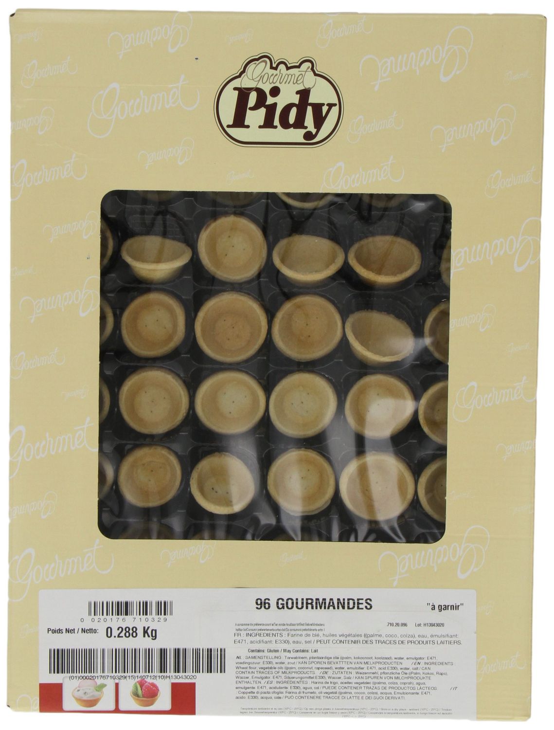 Pidy Gourmande Mini Savoury Quiche Cases, 4 cm Diameter - 96 Portions
