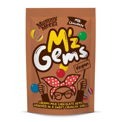 Mummy Meegz M z Gems Chocolate Flavour Sharing Bag (80g) - Vegan Chocolate Sweets with Creamy Centre &amp; Crunchy Shell, No Palm Oil