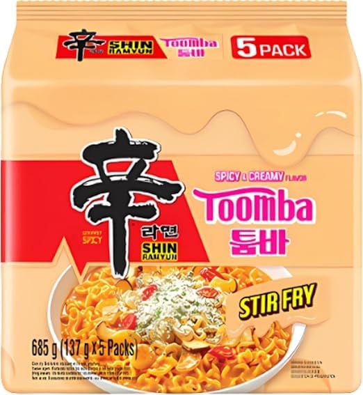 NS Korean Ramyun Toomba Spicy &amp; Creamy Stir Fry Noodles, Pack of 5, Product of Korea