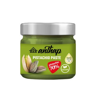 Anthap Pistachio Paste (70% Pistachio), Premium Quality, Sweet Spreadable Paste, Excellent Taste, With 70% Turkish Pistachios, Perfect for Breakfasts &amp; Dessert, 200g