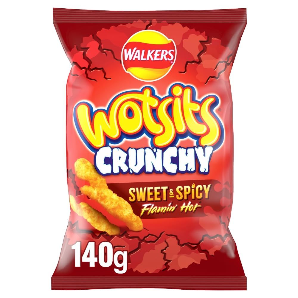 Walkers Wotsits Crunchy Sweet &amp; Spicy Sharing Snacks Crisps 140g