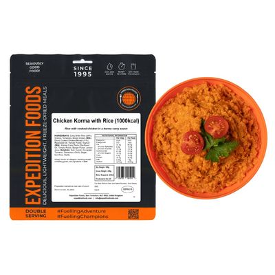 EXPEDITION FOODS Chicken Korma with Rice (Double Serving / 1000KCAL) Freeze-Dried Camping &amp; Hiking Food
