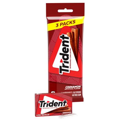 Trident Cinnamon Sugarfree Chewing Gum 3 x 14 Stick Multipack