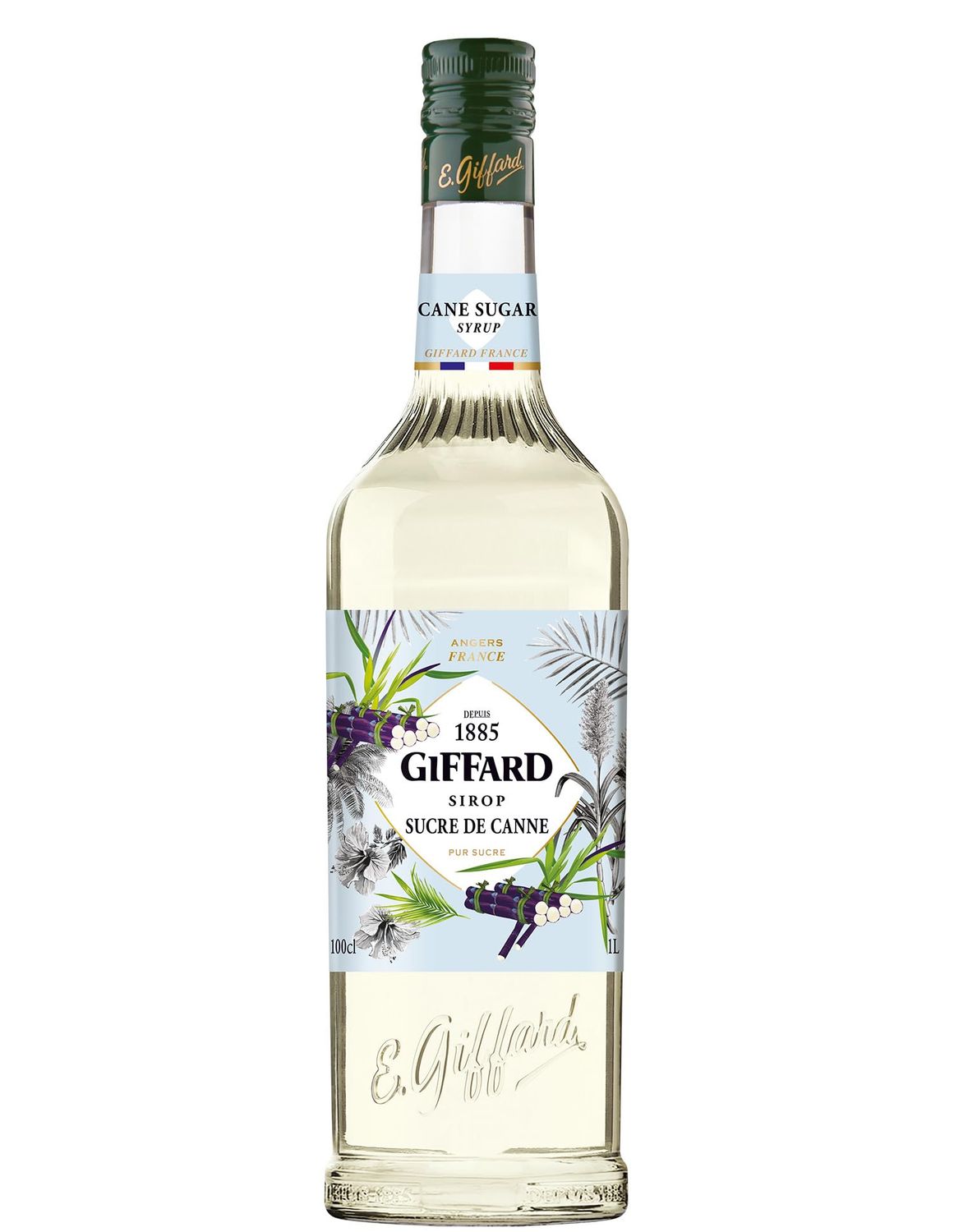 GIFFARD - White Cane Sugar Syrup - French Recipe - Naturally Sweetened - 1 Litre, 0.0% vol, 100cl