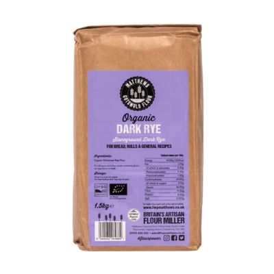 Matthews Cotswold Organic Stoneground Wholegrain Dark Rye Flour - 1.5kg Bag (Single Bag)
