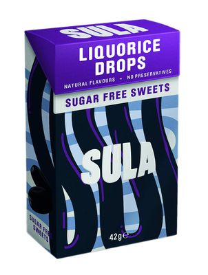 Sula Liquorice Drops, Sugar Free Boiled Sweets with Natural Flavour, 42 g (Pack of 14)