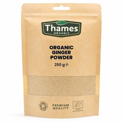 Organic Ginger Powder 250g - No Additives or Preservatives - Raw, Vegan, GMO-Free, Certified Organic - Flavorful, Aromatic Spice for Cooking, Baking, and Tea - Thames Organic