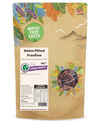 Wholefood Earth Dates Pitted Freeflow 1 kg GMO Free Natural Source of Fibre