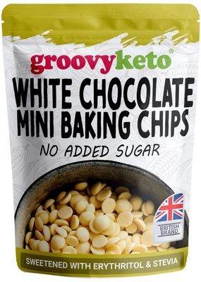 White Chocolate Chips Buttons by Groovy Keto No Added Sugar Made with Milk Baking Chips Sweetened with Stevia Erythritol Diabetic Friendly Low Carb Chocolate Keto Friendly 210g Pouch