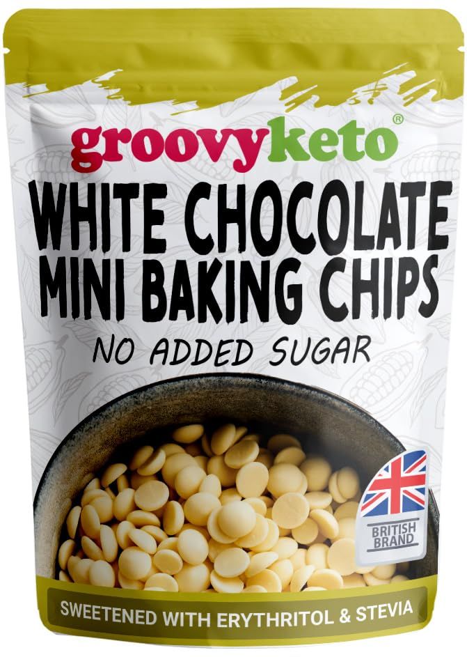 White Chocolate Chips Buttons by Groovy Keto No Added Sugar Made with Milk Baking Chips Sweetened with Stevia Erythritol Diabetic Friendly Low Carb Chocolate Keto Friendly 210g Pouch