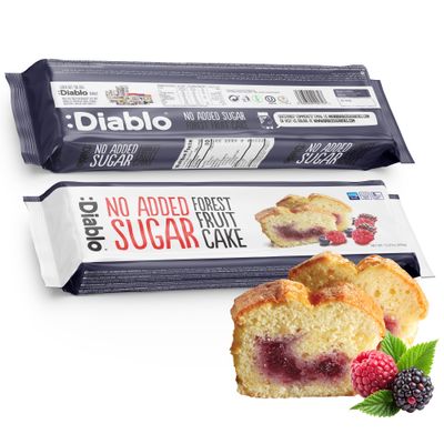 Diablo No Added Sugar Forest Fruit Cake - Dessert Sweetened with Maltitol, Low Sugar Snack for All, Individually Wrapped Cake Treats Ideal as Lunch Box Snacks and Gifting Occasions - 450g Pack of 1