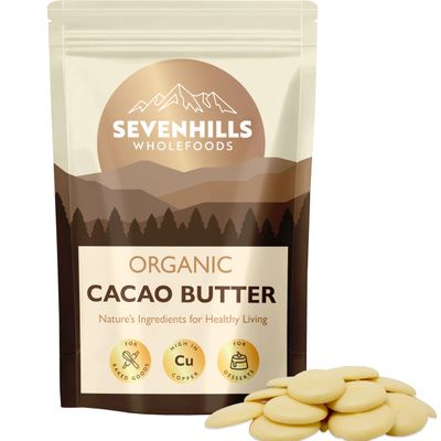 Sevenhills Wholefoods Organic Cacao Butter, Rounds 200g, for Culinary and Beauty Uses