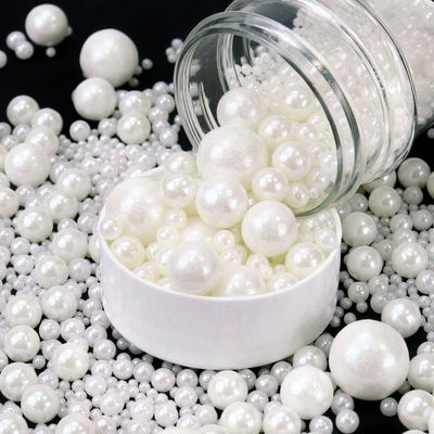 Edible Pearls for Cake Decorating 130g, White Sugar Pearls, Pearl Sprinkles Mix for Cupcake Topper Cookie Ice Cream Baking Decorations for Baby Shower Weddings Birthdays &amp; Parties
