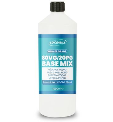 Lucemill 80VG/20PG Base Mix 1 Litre (1L) I High Purity Glycerine &amp; Glycol Blend USP/EP Pharma &amp; Food Grade