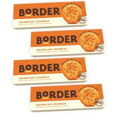 Border Biscuits Golden Oat Crumble, Made with Rolled Oats &amp; Natural Ingredients, Deliciously Cumbly &amp; moreish Crunchy Oaty Biscuits, Perfect Food Gift for Biscuit Lovers 150g each pack (Pack of 4)