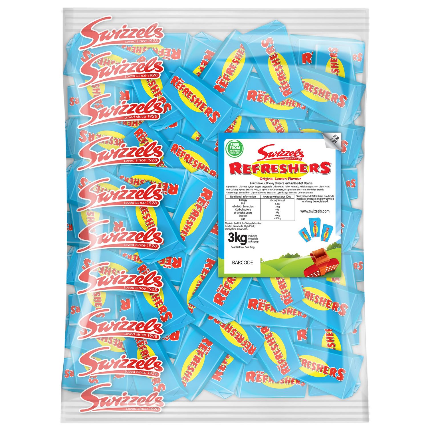 Swizzels Refreshers Original Lemon Flavour, Bulk Bag of Refresher Sweets, 3kg (Pack of 1)