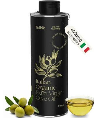 100% Italian Organic Olive Oil Extra Virgin High Polyphenols Cold Pressed &amp; Early Harvest from Tuscany Extra Virgin Olive Oil (0.75l)