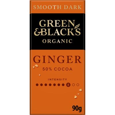 Green &amp; Black's Organic Ginger Smooth Dark Chocolate Bar, 50% Cocoa, 100 g (Pack of 1)