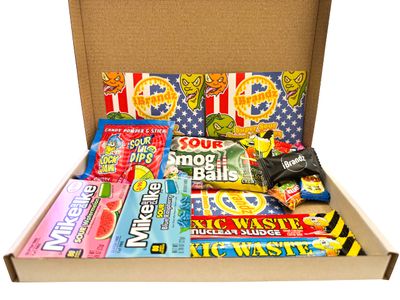 Super Sour Sweet Gift Box Hamper American Candy. Extreme Sour selection