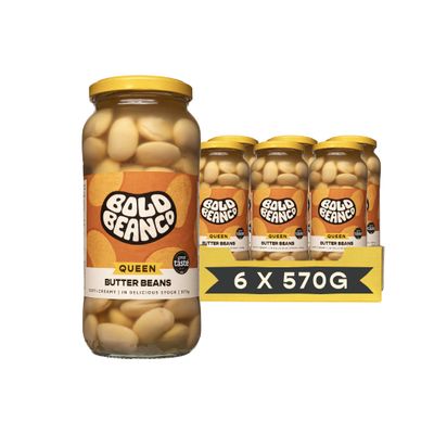 Bold Bean Queen Butter Beans 6 x 570g - High Protein &amp; Fibre - Ready to Eat - Vegan, Gluten Free Pantry Staple