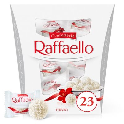 Ferrero Raffaello Pralines, Mother's Day Chocolate Gifts for Women and Men, Coconut Speciality with Coconut Filling and a Whole Almond, Box of 23 (230g)