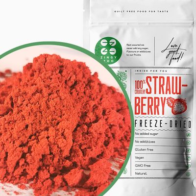 Freeze Dried Strawberry Powder Natural Raw Premium Freeze Dried Fruit Powder No Added Sugar Perfect for Fruit Smoothies Food Colouring or Baking Dehydrated Strawberries to Powder ZingyZoo (100g)