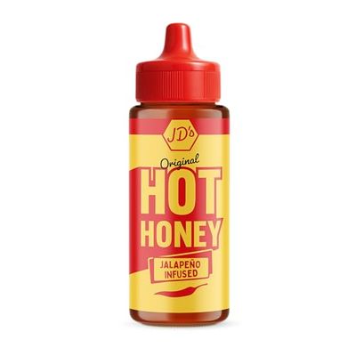 JD's Hot Honey Original Premium Red Jalapeno Infused Spicy Honey with Red Jalapeno Chilli Flakes Hot Sauce for Pizza, BBQ, Chicken & more 1 x 260g
