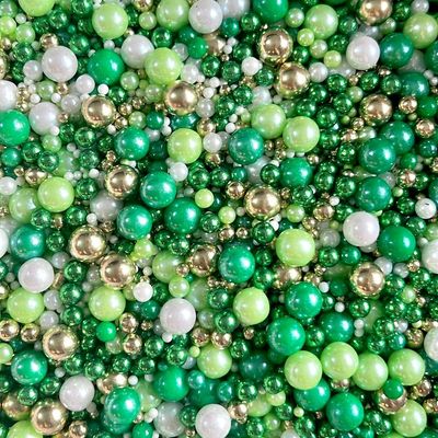 Green white gold metallic sprinkles edible pearls cupcake cake toppers biscuits ball mix pearls wicked party decoration 100s 1000s football eid baking MISTLETOE KISSES