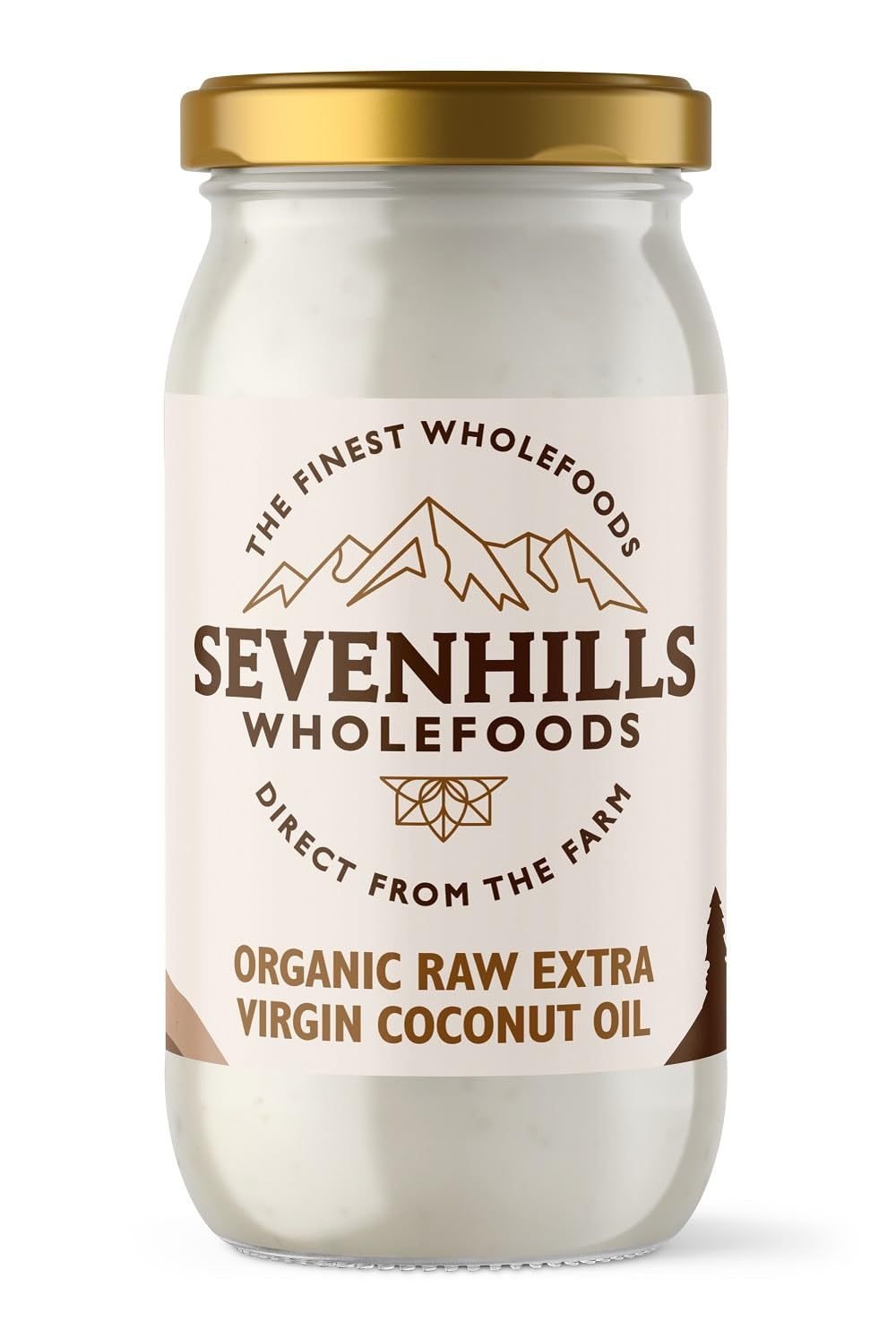Sevenhills Wholefoods 1L Organic Extra Virgin Raw Coconut Oil (Cold-Pressed), Glass Jar, For Cooking, Baking, Skin moisturiser &amp; Hair Conditioner