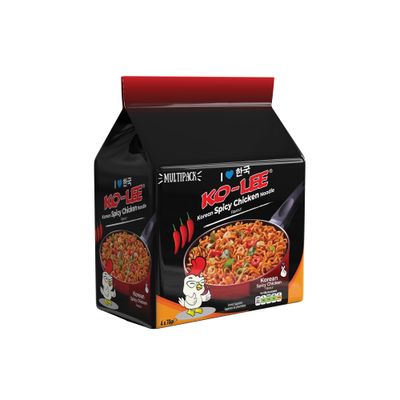 KO-LEE Instant Korean Spicy Chicken Ramen Noodles - Halal 70g (Pack of 24)