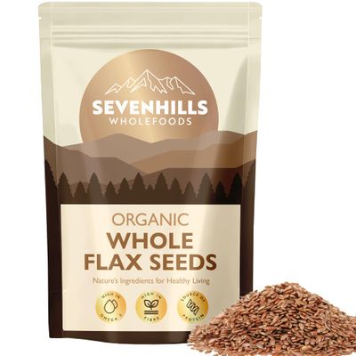 Sevenhills Wholefoods Organic Whole Flax Seeds (Linseeds) 900g, High in Omega 3 &amp; Fibre, Source of Protein