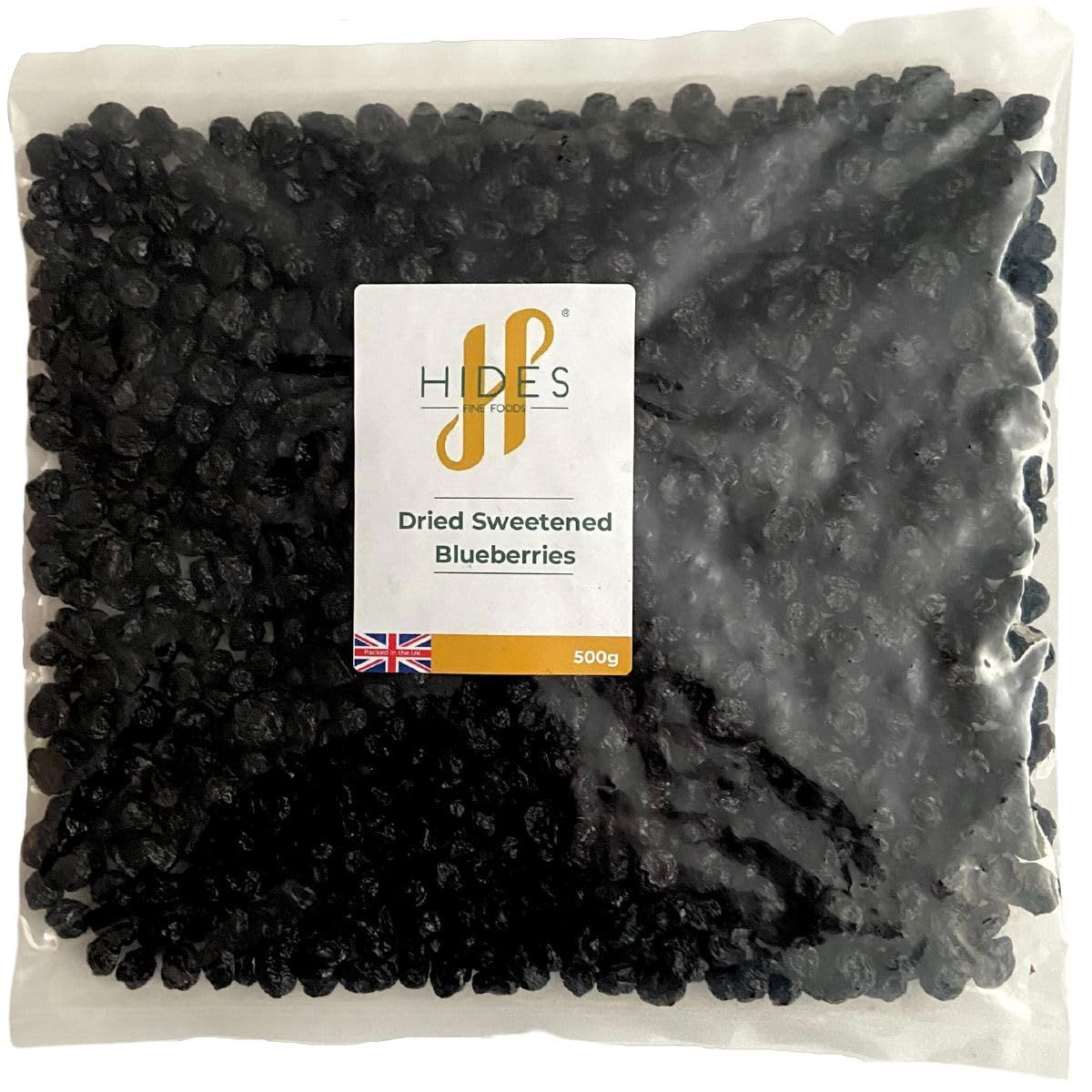 Hides Fine Foods - Dried Sweetened Blueberries 500g - Suitable for Vegetarians - Baking - Granola - Breakfast - Muffins - Snacking - Desserts -Great Source of Vitamins - High in Fibre.