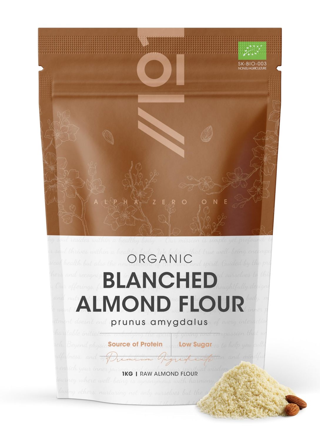 Organic Blanched Almond Flour 1kg - 100% Pure Spanish Almond Flour Powder - Resealable and Recyclable Pouch by Alpha01