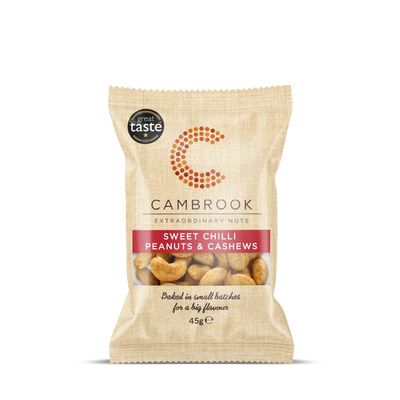 Cambrook - Baked Sweet Chilli Peanuts &amp; Cashews, 45g Bag