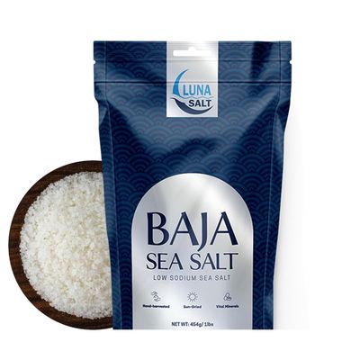 Baja Sea Salt - Hand-Harvested, 454g, Sun-Dried, 90+ Elements, Low-Sodium Gourmet Salt - Premium Cooking & Health-Friendly Seasoning - Resealable Pouch