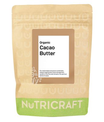 NutriCraft Organic Criollo Cacao Butter - 500g, 100% Pure, Sustainably Sourced from Peruvian Amazon - For Baking, Chocolate Making, Body Butters, and Soaps - Quick Melting, Rich Chocolate Aroma