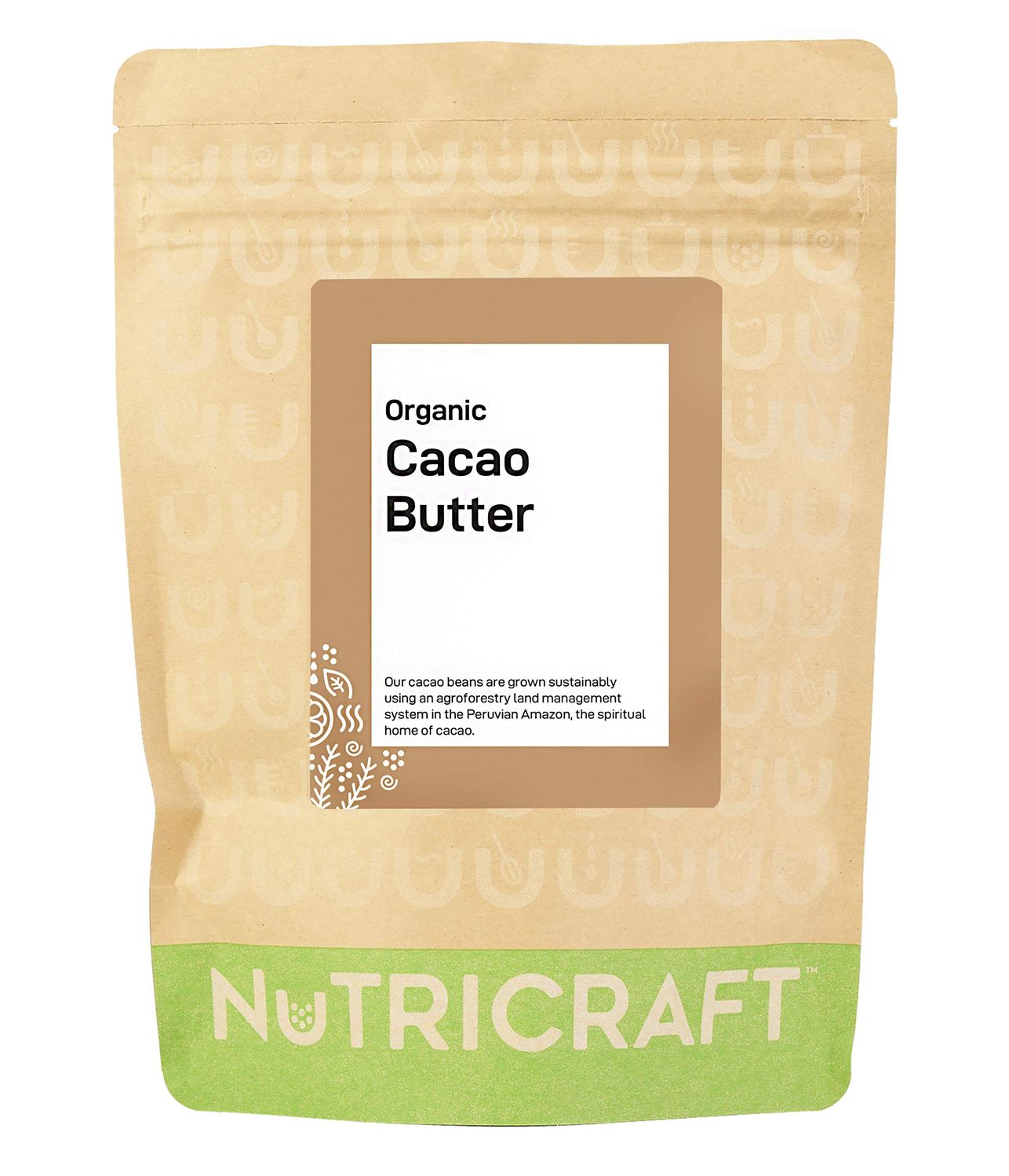 NutriCraft Organic Criollo Cacao Butter - 500g, 100% Pure, Sustainably Sourced from Peruvian Amazon - For Baking, Chocolate Making, Body Butters, and Soaps - Quick Melting, Rich Chocolate Aroma