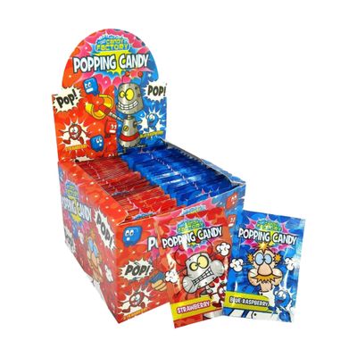 Crazy Candy Factory Popping Candy, Strawberry &amp; Blue Raspberry Flavour, 7 g (Pack of 50)