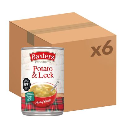 Baxters Favourites Potato &amp; Leek Soup, Vegetarian, Ready-to-Eat Tinned Soup, 400 g (Pack of 6)