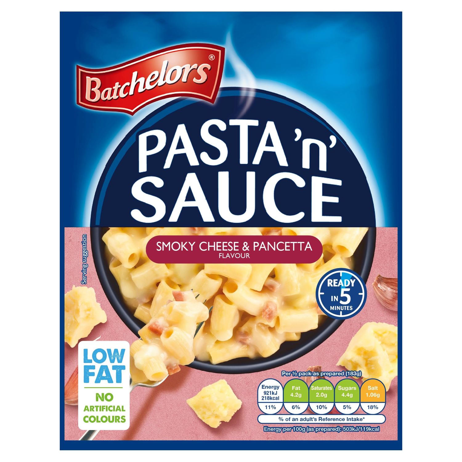 Batchelors Pasta 'n' Sauce Smoky Cheese &amp; Pancetta Instant Pasta Ready Meal, 99 g Packet (Pack of 1)
