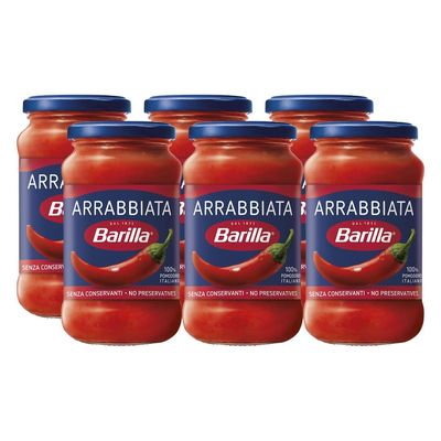 Barilla Arrabbiata Pasta Sauce 6 x 400g - Spicy Italian Tomato with Chilli - No Added Preservatives - Vegan - Perfect for Pasta - Bulk Pack