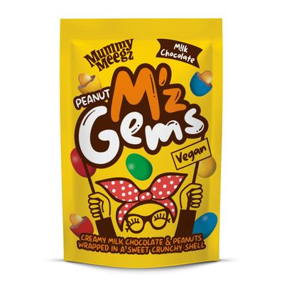 Mummy Meegz M z Gems Peanut Flavour Chocolate Sharing Bag (80g) - Vegan Chocolate Sweets with Crunchy Peanut Centre &amp; Crisp Shell, No Palm Oil