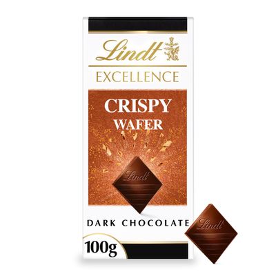 Lindt Dark Crispy Wafer - 100g Dark Chocolate with Wafer Pieces - Crunchy Chocolate Bar