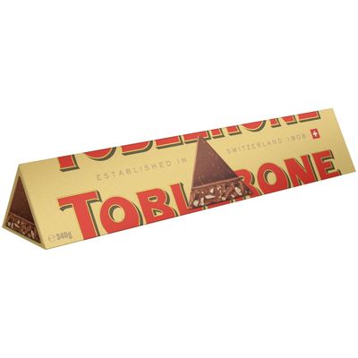Toblerone Milk Chocolate, Honey and Almond Nougat Large Gift Block, Made with Swiss Milk, Perfect for Gifting or Sharing, 340 g (Pack of 1)