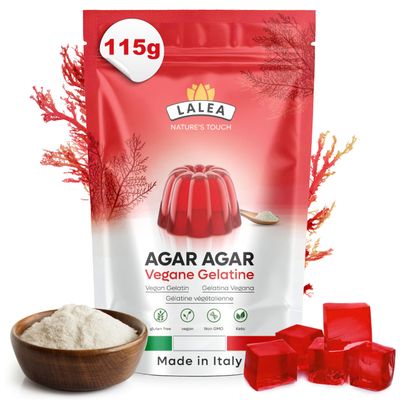 LALEA- Agar Agar Powder 115 g - Vegan Gelatin Powder - Gluten Free, Vegetable Gelatin - Premium Quality for Gelling Agents and Thickeners, Halal, Kosher and Keto