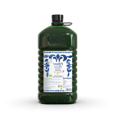 GARCÍA DE LA CRUZ - Organic Extra Virgin Olive Oil, Olive Oil for Cooking, Olive Variety, Sourced in Spain, Montes de Toledo, Recycled PET Container, Carafe - 5L