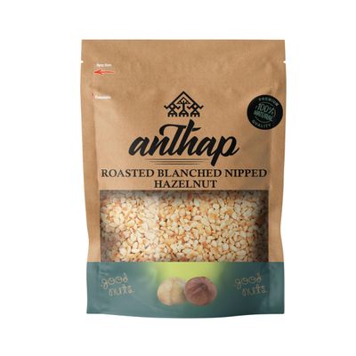 Anthap Roasted Blanched Nipped-Chopped Hazelnut, Premium Quality Hazelnuts, Perfectly Roasted & Blanched, Nipped & Chopped for Easy Use, Ideal for Baking & Toppings, 300g