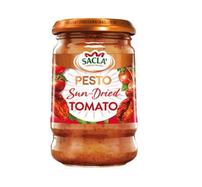Sacla Pesto Italian Sun Dried Tomato - Perfect with Pasta, Roasted Veg, Pomodoro and Soups - Made with Basil Leaves, Sundried Tomatoes, Cheese and Nuts - 190g (Pack of 1) Sacla Pesto Italian Sun Dried Tomato - Perfect with Pasta, Roasted Veg, Pomodoro and Soups - Made with Basil Leaves, Sundried Tomatoes, Cheese and Nuts - 190g (Pack of 1)